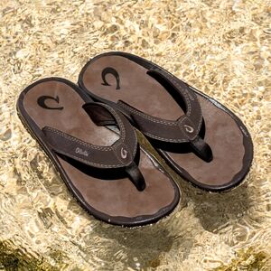OluKai Men's Chocolate Brown Flip-Flops